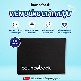Bounceback - Thuốc giải rượu, hỗ trợ giải độc và bảo vệ gan, hạn chế các triệu chứng như mẫn đỏ, buồn nôn sau những cơn say - Sản phẩm hàng đầu Singapore - Hộp 40 viên