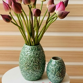 Mua Bình hoa khắc nổi gốm sứ Bát Tràng