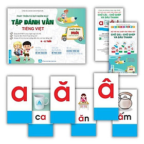 Tập đánh vần tiếng việt + flasdcard bộ thẻ học ghép vần tiếng việt - chữ cái, chữ ghép và dấu thanh - theo chuẩn chương trình giáo dục mới