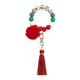 Silicone Key Ring Bracelet Beaded Wrislet Christmas Color Keychain Portable House Car Keys Ring Holder