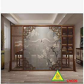 Bình phong gỗ khung tranh cắt CNC cho phòng khách, nhà bếp, nhà hàng, spa CNC06 - Nội thất lắp ráp Viendong Adv
