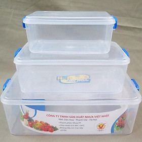 bộ 3 hộp lạnh nhật đựng thực phẩm nhựa trong suốt không mùi bảo quản thực phẩm