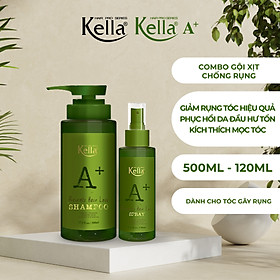 Combo dầu gội xịt ngăn ngừa rụng tóc Kella A+ Nori Complex (Chai 500ml/120ml)