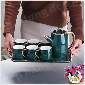 Bộ ấm chén sứ lục ngọc bảo mã 012