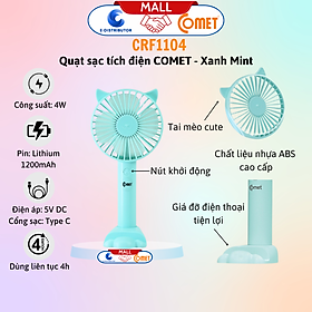 Mua Quạt Sạc Tích Điện Cầm Tay Comet CRF1104 - Công Suất	4W - Dùng Liên Tục 4H - Hàng Chính Hãng - Bảo Hành 12 Tháng