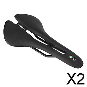 2xBicycle Seat Saddle Racing Road Cycling Hollow Shockproof Saddle Pad Black