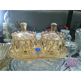 Mua Bộ 2 hũ mứt vàng kèm khay đựng