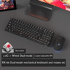 Mua HOTSWAP - Combo bàn phím cơ chuột không dây Royal Kludge RK100S Chế độ kết nốt kép   cổng sạc Type C thế hệ mới dành cho Laptop máy tính PC - Hàng chính hãng