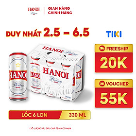 Lốc 6 lon Bia Hanoi Premium (330ml/lon)