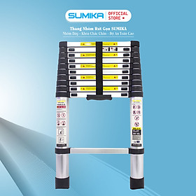 Thang nhôm rút gọn SUMIKA SK320 - Chiều cao tối đa 3.2m, chiều dài rút gọn 0.8m, hợp kim nhôm cao cấp, khóa chốt chắc chắn, đế cao su chống trượt, nhỏ gọn, di chuyển tiện lợi