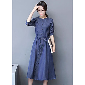 ĐẦM SUÔNG XANH JEAN CỔ TRÒN BÈO ( dưới 60kg ) damsuong83