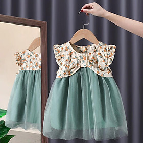 Váy đầm bé gái hoa nhí phong cách hàn quốc đáng yêu size 8-21kg