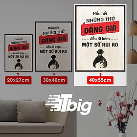 Mua Tranh slogan hay TBIG124 - Tranh tạo động lực mẫu câu hầu hết những thứ đáng giá đều đi kèm mốt số rủi ro