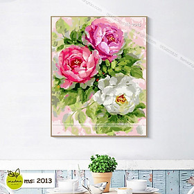 Mua Tranh tô màu 40x50cm có khung hoa mẫu đơn rực rỡ T2013