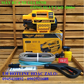 Mua Máy rửa xe áp lực cao boss 3000w tặng bình xịt bọt tuyết và ống nối dày siêu bền