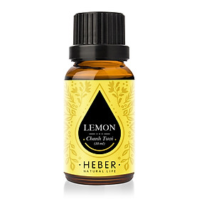 Tinh Dầu Chanh Tươi Lemon Essential Oil Heber | 100% Thiên Nhiên Nguyên Chất Cao Cấp | Nhập Khẩu Từ Ấn Độ | Kiểm Nghiệm Quatest 3 | Xông Thơm Phòng | Hương Dịu Nhẹ