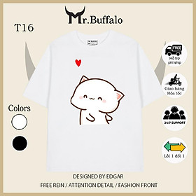 Áo thun cặp nam nữ tay lỡ Unisex form rộng có bigsize vải cotton T15T16- Mr.Buffalo