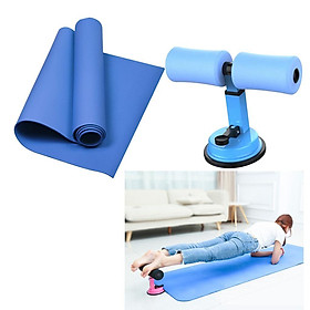 Thick EVA Yoga Mat Non-Slip Pad Sit Up Assist Bar Waist Ab Trainer Toner Blue