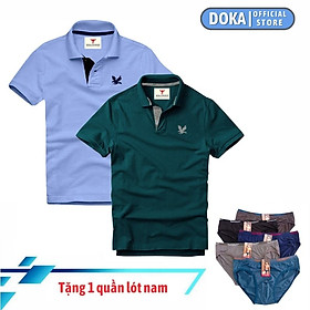 Áo polo nam ngắn tay có cổ ( TẶNG QUẦN LÓT NAM CAO CẤP ) , Combo 2 áo, DokaFashion regular fit chuẩn hàng xuất, áo phông thun polo nam tay ngắn – EZ235