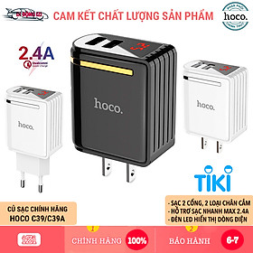Mua Củ Sạc 2 Cổng 2.4A Hoco C39/C39A - Đèn LED Báo Dòng Điện  Thiết Kế Tiện Lợi Chân Tròn Và Chân Dẹt - Hàng Chính Hãng
