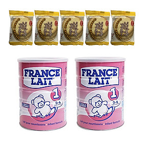 Combo 2 Hộp Sữa bột France Lait số 1 (900g) - Dinh dưỡng cho trẻ từ 0 -6 tháng tuổi – Tặng 5 bánh quy dừa Nhật Bản hiệu Aee