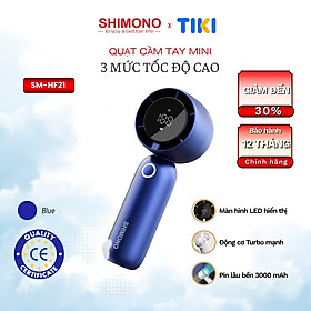 Quạt Cầm Tay Mini SHIMONO SM-HF21 Tốc Độ Siêu Mạnh Tầm Gió Đến 1m2 3000mAh Hoạt Động Liên Tục 7h - Hàng Chính Hãng