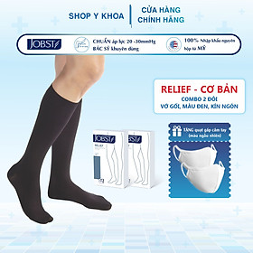 Combo 2 đôi Vớ y khoa gối JOBST Relief - Cơ bản, màu đen, kín ngón, 20-30mmHg, giãn tĩnh mạch chân (tất y khoa)