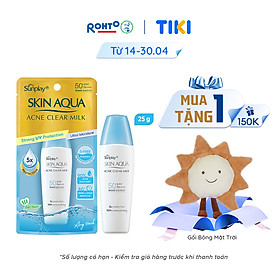 Kem chống nắng Skin Aqua cho da mụn, dạng sữa dùng hàng ngày Sunplay Skin Aqua Acne Clear Eco Việt Nam SPF 50, PA++++ 25g