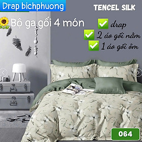 Bộ drap gối Tencel vải Hàn Quốc , đỉnh cao mát , mềm mại { drap và 3 áo gối