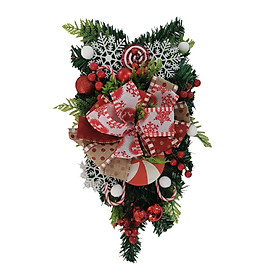 Christmas Teardrop Wreath Artificial Door Swag Garland for Farmhouse Holiday