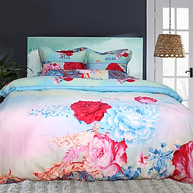 Bộ 5 Món Chăn Ga Gối Chần Gòn Cotton Satin Nhập Hàn Julia 495RT16 (1m6 x 2m)