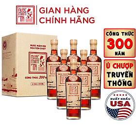 Đặc Sản Bình Thuận  - Thùng 6 Chai Nước Mắm Tĩn Nhãn Đỏ Độ Đạm 40N Tự Nhiên Chai 500Ml Nước Mắm Rin Nguyên Chất Truyền Thống Sạch Từ Cá Cơm Than Muối Tinh Khiết Sánh Đặc Thịt Cá Không Chất Bảo Quản - Ocop 4 Sao