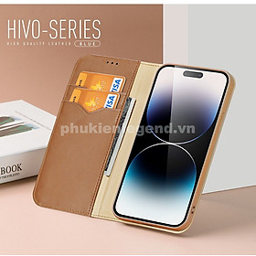 Bao da dành cho iPhone 16 Pro, iPhone 16 Pro Max hiệu Dux Ducis Hivo Series kiểu dáng thời trang cao cấp, dạng ví đưng tiền, đựng thẻ ATM, chống bụi bẩn chống va đập , chống vân tay - hàng chính hãng