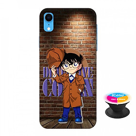 Ốp lưng nhựa dẻo dành cho iPhone XR in hình Conan Detective - Tặng Popsocket in logo iCase - Hàng Chính Hãng