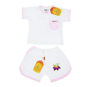 Bộ áo cổ tròn tay ngắn phối túi cute cho bé BABIBOO - BBC25