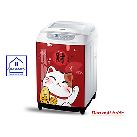 Decal dán tủ lạnh mẫu mèo thần tài - Chất liệu chống nước, phù hợp với mọi loại tủ