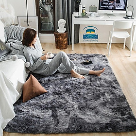 Mua Thảm lông trải sàn lót sàn phòng khách trải giường phòng ngủ thảm lông trắng loang mịn chụp ảnh hình tròn vuông 1m6x2m