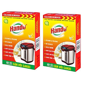 Bộ 2 hộp 4 gói tẩy cặn canxi cây nước, ấm đun nước, bình nóng lạnh Hando