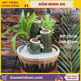 Mua Bát hoa thác nước phong thủy Bộ Trúc mini gốm sứ Bát Tràng - Gốm Minh An  phi 20cm  cao 22cm
