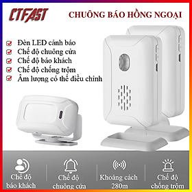 Chuông Báo Khách Cửa Hàng, Báo Động Chống Trộm Cảm Biến Chuyển Động Hồng Ngoại Không Dây CTFAST 02 - Lời Chào Báo Khách Ghé Thăm, Dọa Trộm Xâm Nhập