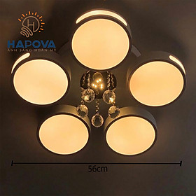 Mua Đèn ốp trần phòng khách  đèn mâm pha lê 5 cánh 3 Chế độ ánh sáng HAPOVA CELL 9065
