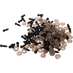 100 Pieces Solid Black Plastic Safety Eyes With BACKS For Bear Doll DIY