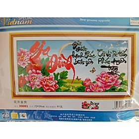 Tranh thêu chữ thập gia đình hạnh phúc bình yên ( chưa thêu)-X8081