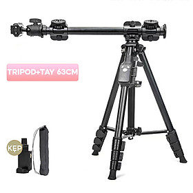 KỆ ĐỠ ĐIỆN THOẠI CAO CẤP QUAY VIDEO TỪ TRÊN XUỐNG TRIPOD YUN-TENG và tay ngang 63cm 