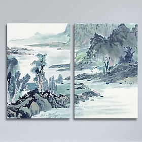 Mua Bộ 2 Tranh Canvas Không Viền Phong Cảnh Núi Non W523 (Size