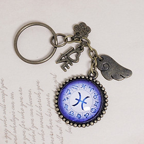 Móc khóa 12 cung hoàng đạo Zodiac tông tím trắng 06646-M1