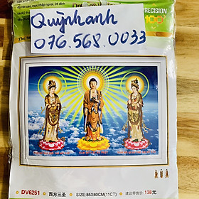 Mua Tranh thêu chữ thập TAM THẾ PHẬT 85x60cm chưa thêu dv6251