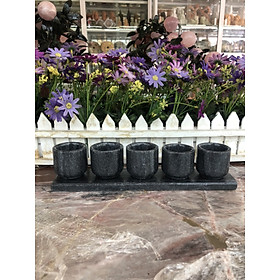 Mua Bộ 5 ly nước thờ cúng đá cẩm thạch vân đen