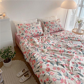 Set Cotton Living Hàng Nhập Khẩu Cao Cấp 4 Món Hoa Mùa Hạ