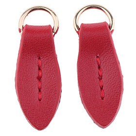 2x Leaf Shape Zipper Pulls Zipper Heads Leather Zip Pendant Puller for Handbag/Purse/Wallet/Coat, 2 Colors(Coffee, Red)